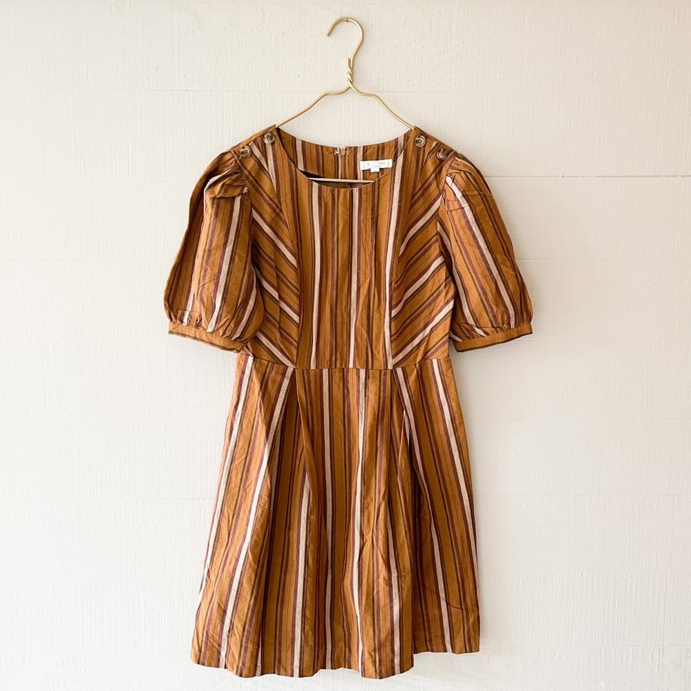 BLU PEPPER Vintage Inspired Camel Striped Dress